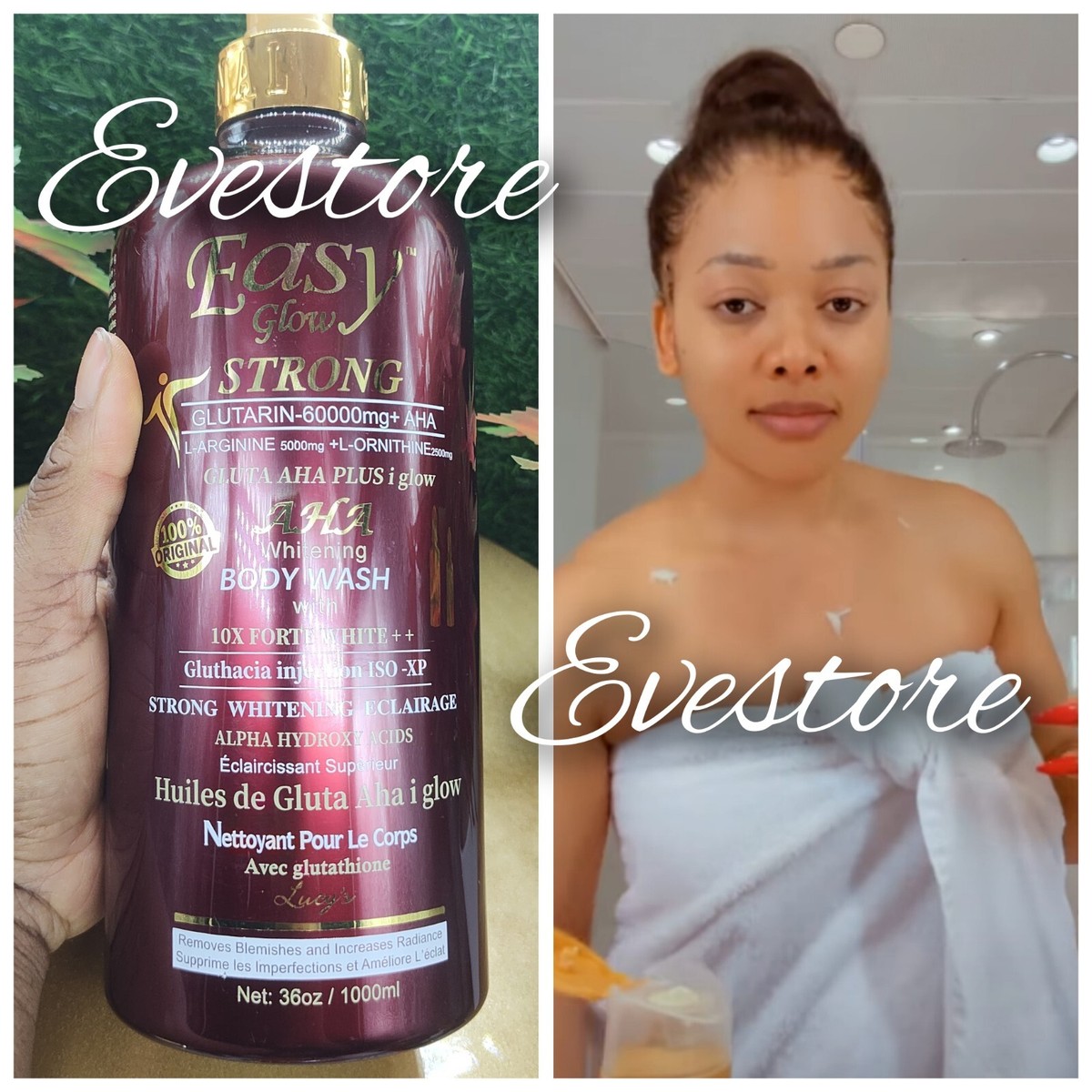 easy glow glutathione body wash Easy Glow Gluthathione X1 Whitening Vitamin.C Toning Shower Bath main image 1