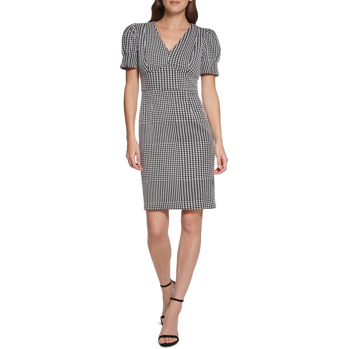 Женское черное платье-футляр в тонкую клетку DKNY 12 BHFO 3845