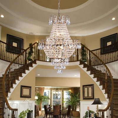 27'' K9 Crystal Chandelier Luxury Modern Gold Large Ceiling Pendant Light Fixture