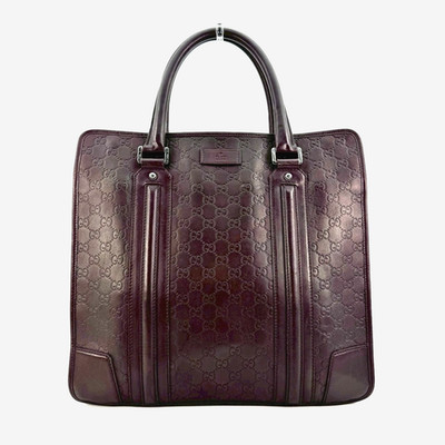 Gucci Guccissima Hand Tote Bag Briefcase Brown Leather Authentic