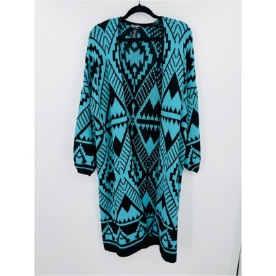 Wrangler | Retro Aztec Teal Open Front Cardigan Size Small/Medium