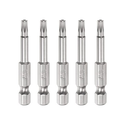 5Pcs Security Torx Bit 1/4'' Hex Shank 2'' Long Drill Bit T20 Torx Star S2 Steel