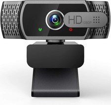 Webcam for PC with Microphone,1080P FHD Webcam,Plug and Play USB,SDHC,SDXC,Black