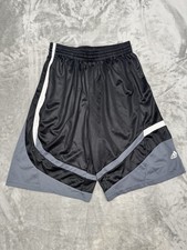 Vintage Adidas Basketball Shorts Mens Large Black Gray Silk Shiny Dazzle 90s Y2K