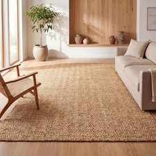 Hand-Woven Herringbone Jute Area Rug