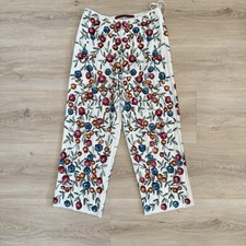 Vintage Emma Black Sequin Floral Embroidered Wide-Leg 100 Silk Pants Size 4