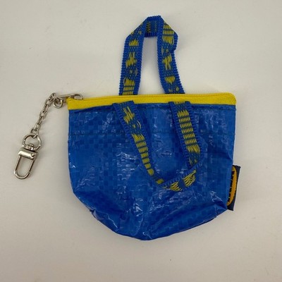 IKEA Small Blue Bag Keychain Mini Pouch Coin Purse Zippered Accessory