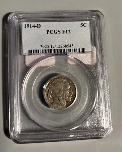 1914 D BUFFALO NICKEL - PCGS F12 - 5C