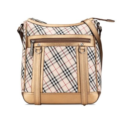 Burberry Nova Check Canvas Crossbody Pre-Loved Umhängetasche Gold