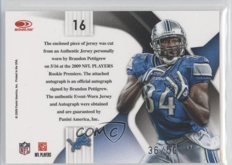 2009 Playoff National Treasures /50 Brandon Pettigrew #16 Auto RC - Image 2 of 2