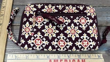 Vera Bradley Medallion Travel Zip Around Wallet Nice Condition Brown SEE PICS