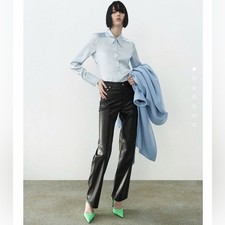 Zara FAUX THE  90S LEATHER PANTS Full Length Size USA 2
