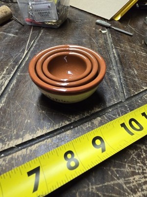 VTG Bearware Pottery Works Jubilee Cherry Nesting Bowls Set of 3 Stoneware 2002