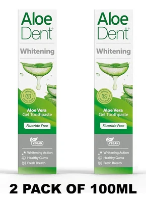 BRANDED Aloe dent Aloe Vera Fluoride Free Original Triple Action Toothpaste - 100ml X 2