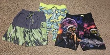 Boys Size 8 Swim Trunk Lot Of 3 Mincraft Dinosaurs Sharks
