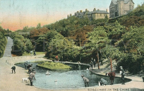 Postkarte um 1900 Boscombe Chine Boote Bournemouth Davidson Bros