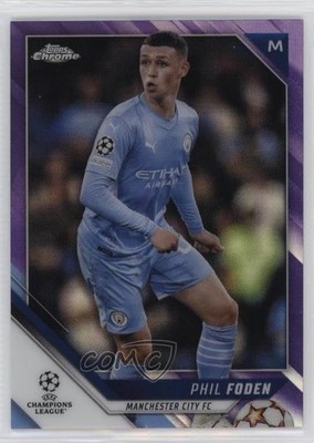 2021 Topps Chrome UEFA Champions League Purple Refractor 79/250 Phil Foden n0c