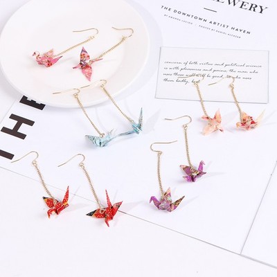 Kranich Earrings Origami Miniblings Bird Cranes Faltkunst Senbazuru PaperB_k QH
