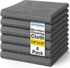 Waffle Weave Microfiber Cloths - 12 x 12 inches - Lint Free Cloth, Streak-Free A