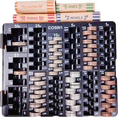 Coin Sorting Tray Coin Counter with Lid for All Coins Accurate & Easy to Wrap