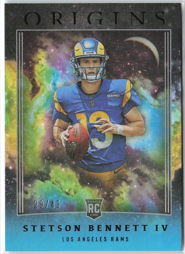 Stetson Bennett IV RC Rookie 2023 Origins Holo Turquoise #136 /49 LA Rams
