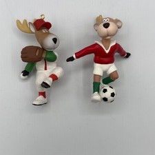 VINTAGE 1990  1992 Hallmark Keepsake Ornament Reindeer Sports Soccer Baseball