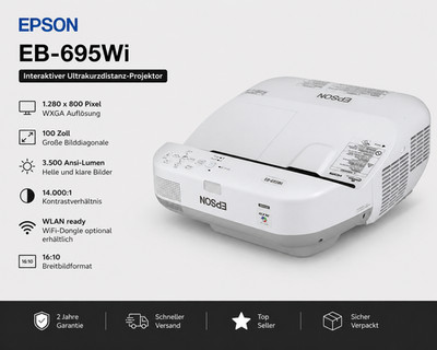 Epson EB-695Wi 1.280 x 800 Pixel 100 Zoll 3.500 Ansi-Lumen