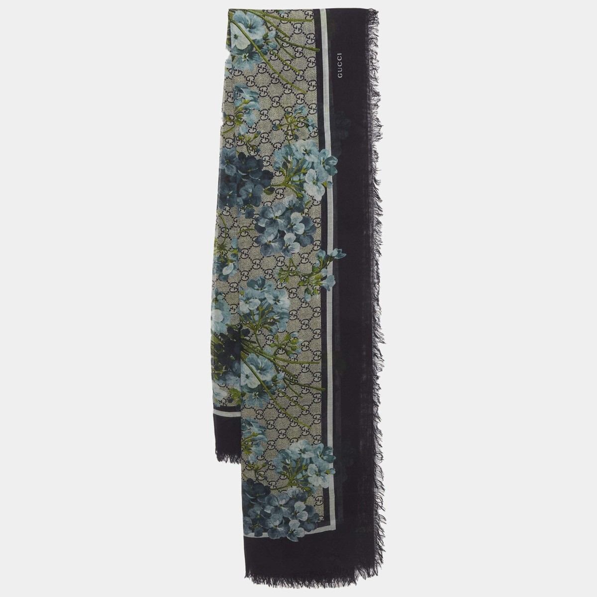 Gucci Blue GG Bloom Print Modal Scarf | eBay