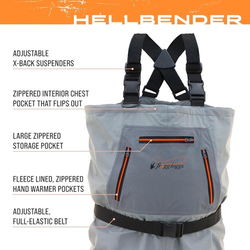 Medium FROGG TOGGS Hellbender Breathable Waterproof Stockingfoot Fishing Chest - Picture 3 of 7