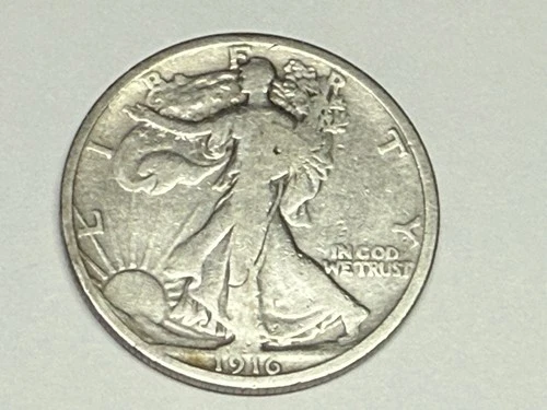 1916 Walking Liberty US Silver Half Dollar Coin Scarce Date VG Very Good