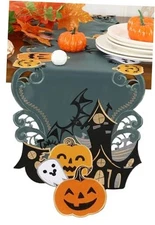 Holiday Halloween Table Cutwork Applique Embroidered Runner 13"x54" Style 1