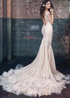 Galia Lahav Blossom Wedding Dress  2 Ivory Blush Lace Tulle Bling Ball Gown