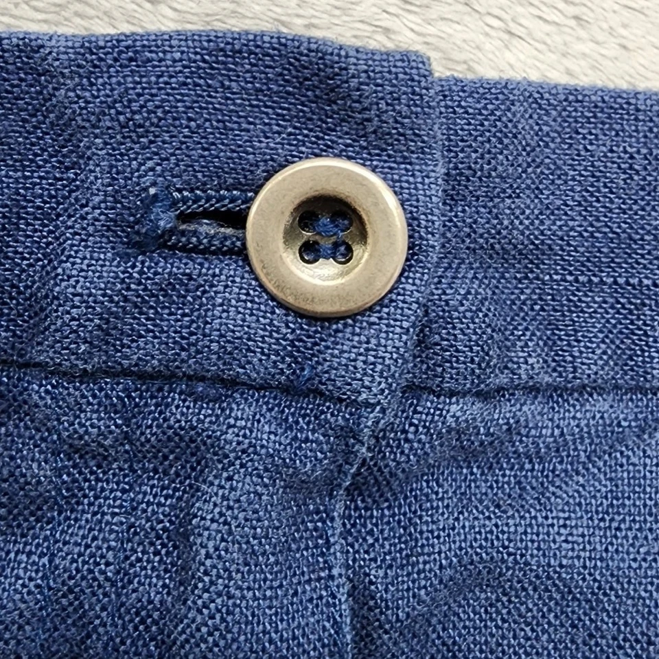 Pantalones de estudio Norton vintage para mujer L azul lino cordón pierna recta informales Foto 2 de 4