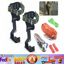 Adjust Tree/Pole Climbing Spike Set 2 Gear Safety Belt Rope Lanyard w/ Carabiner