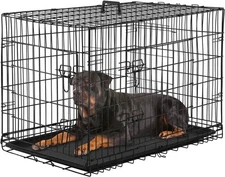 Large Dog Crate Kennel for Medium Large Dogs Metal Dog Cage Double-Door Foldi...