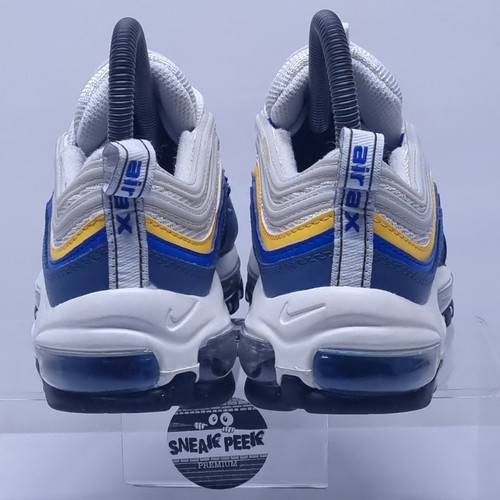 Nike Air Max 97 - UK Size 3 - Trainers Junior White Blue Yelllow Shoes - Picture 4 of 11