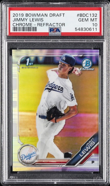 2019 Bowman Draft Chrome-Refractor #BDC132 Jimmy Lewis PSA 10
