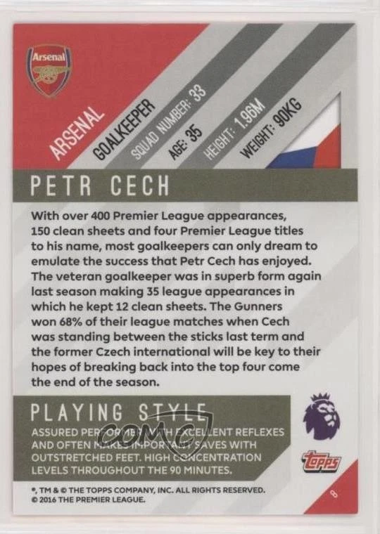 2017-18 Topps Premier League Gold Petr Cech #8 - Image 2 of 2