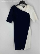 St. John Womens White Navy Blue Colorblock Short Sleeve Bodycon Dress Size 4