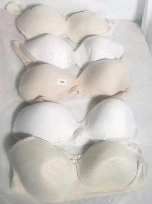 Mixed Brands Wireless Bra Bundle Of 5 Softcover Lined Size 38C Beige White 
