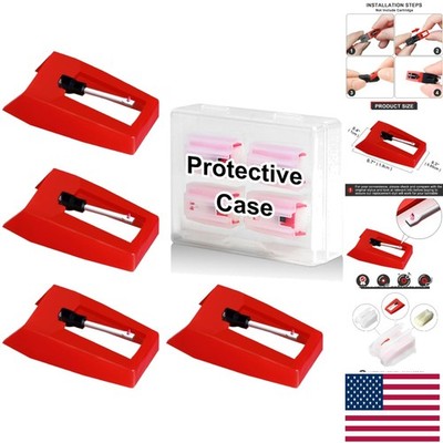 Easy-Install 4 PCS Ruby Stylus Needles Set for Most Turntables - Great Sound!