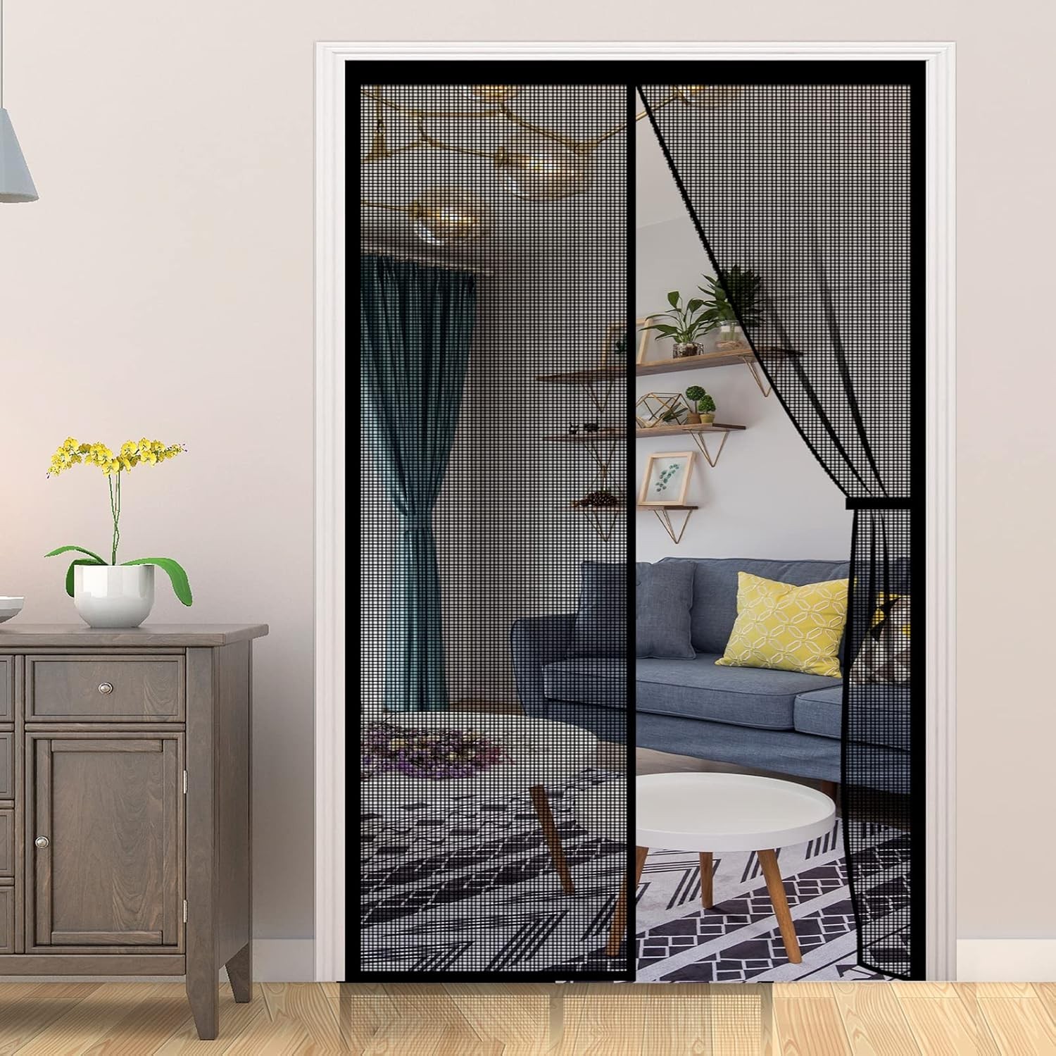 Magnetic Screen Door, Self Sealing Magnets Door Screen, Reinforced Fiberglass He