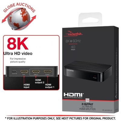 Rocketfish 8K 2 Port HDMI Splitter 60Hz 40Gbps Ultra HD USB-C Power