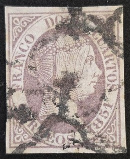 SPAIN 1851 Used 12c Grey Lilac Yvert #7 CV €200