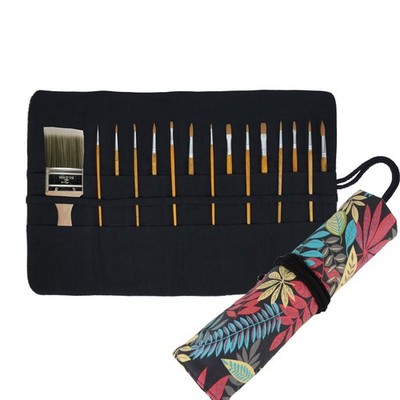30 Pockets Artist Paint Brush Roll Up Bag Holder Canvas Pouch Case (Colorful ...