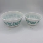 1950s Pyrex Amish Rooster Butterprint Turquoise Mixing Bowls 401 And 402 No Chip