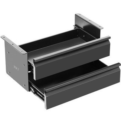 VIVO Black Dual Level 16'' Pull Out Under Desk Storage Drawer Set without Shell