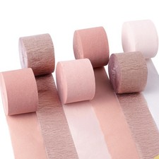 Crepe Paper Streamers 6 Rolls 492 Ft Metallic Rose Gold Pink Dusty Pink