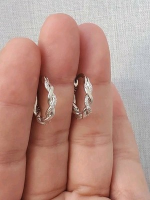 gedrehte Ringe aus 925 Sterling Silber, elegante Ohrringe 