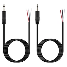 3.5mm 1/8" to Speaker Wire, 2-Pack 6FT 3.5mm TRS Stereo Male Plug to Bare Wir...